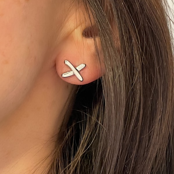 Gemma Kiss Cross Earrings, Gold Cross Earrings, Silver Cross Earrings, Cross Stud Earrings