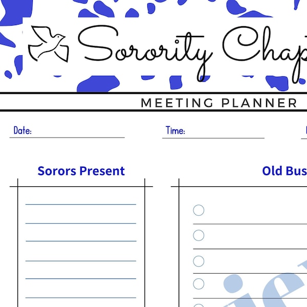 Sorority Chapter Meeting Planner Notes / ZPB /1920/NPHC/HBCU