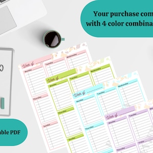 Weekly List Tracker Planner Template Printable