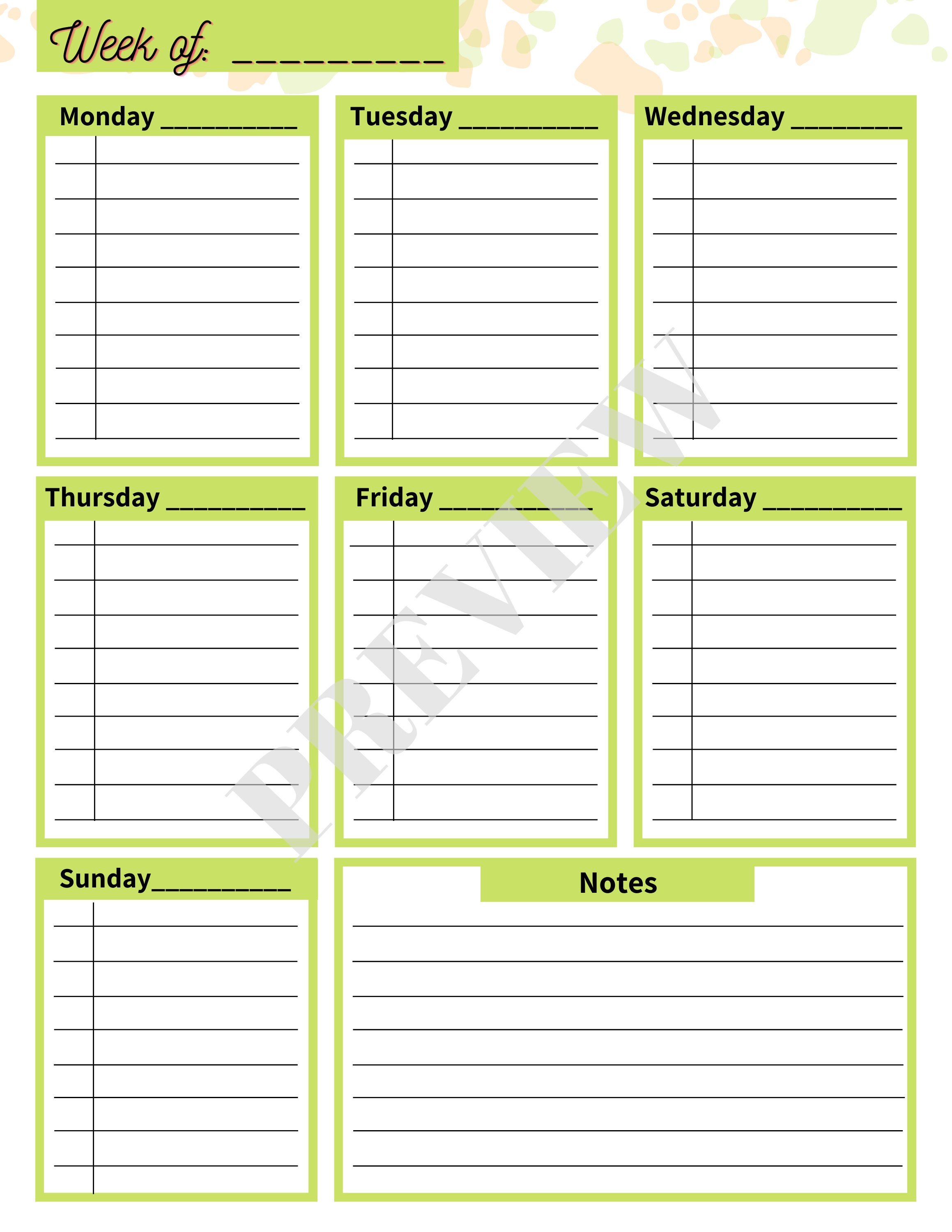 Weekly List Tracker Planner Template Printable - Etsy