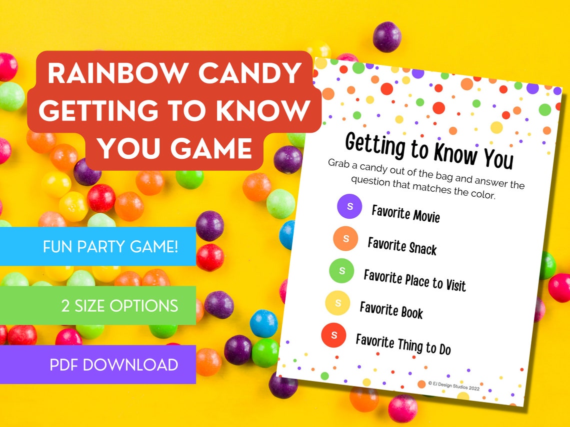 Rainbow Candy Ice Breaker Game Get to Know You Game Candy Game Candy