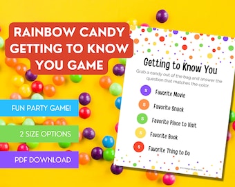 Rainbow Candy Ice Breaker Game: Printable Party Activity (PDF)