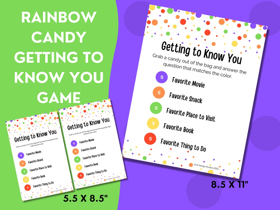 Rainbow Candy Ice Breaker Game Get to Know You Game Candy Game Candy