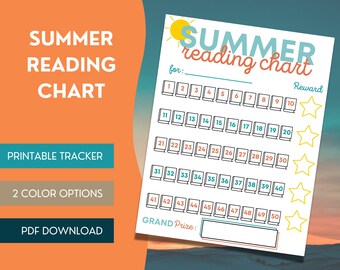 Summer Reading Chart: Kids Reading Log, Reward Tracker (PDF)