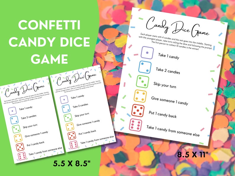 Candy Dice Game Party Game Kid's Party Game Candy Game Birthday Party
