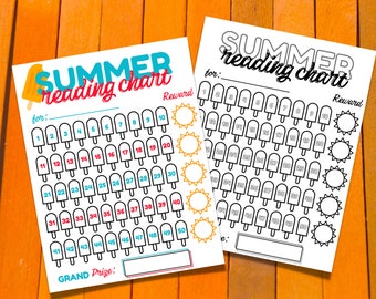 Summer Ice Pop Reading Chart | Reading Reward Chart | Summer Reading Log | Reading Log for Kids | Kids Reading Chart | Kids Reading Tracker