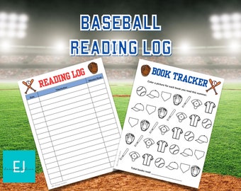 May include: A printable baseball-themed reading log with a book tracker. The tracker has a baseball, glove, bat, hat, and jersey to color in for each book read. The reading log has a space for the date, title, and minutes read.