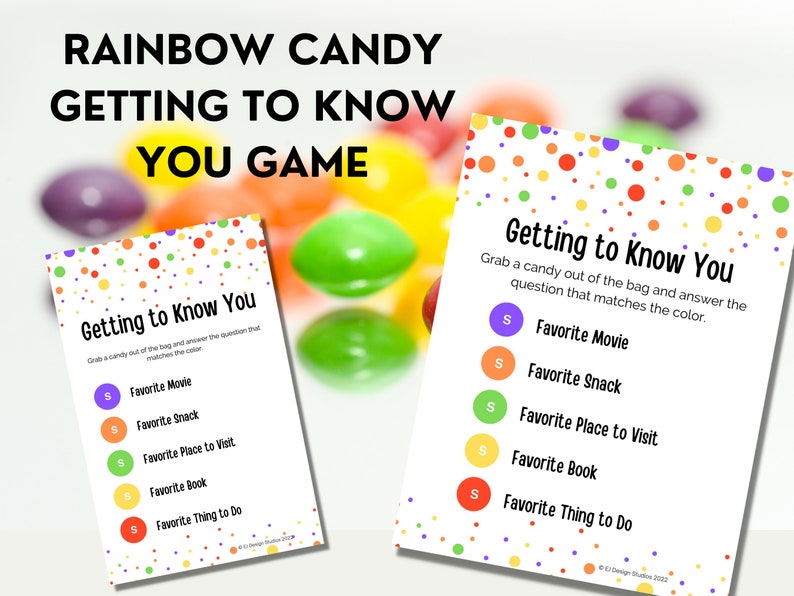 Rainbow Candy Ice Breaker Game Get to Know You Game Candy Game Candy