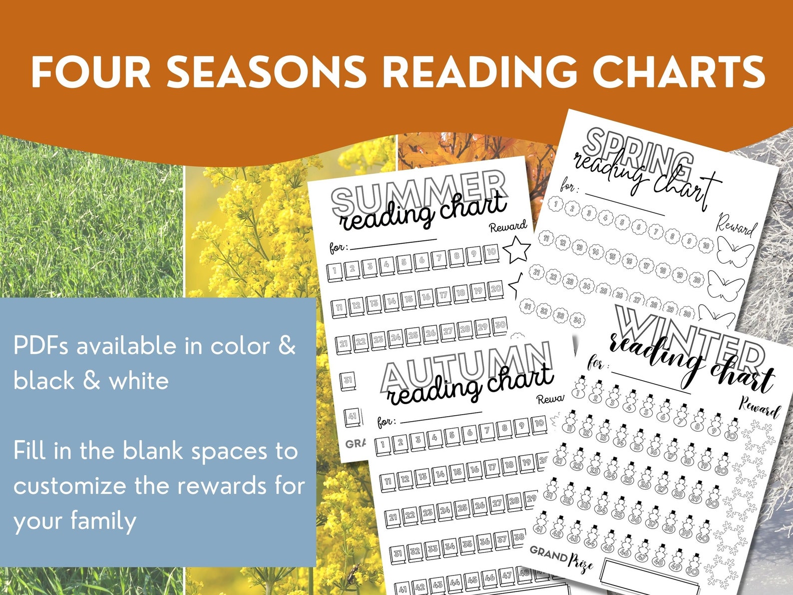 Four Seasons Reading Charts Reading Reward Chart Seasonal Reading Log