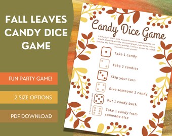 Fall Leaves Candy Dice Game: Printable Party Activity (PDF)