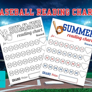 Summer Baseball Reading Chart | Reading Reward Chart | Summer Reading Log | Reading Log for Kids | Kids Reading Chart | Kids Reading Tracker