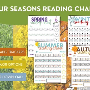 Four Seasons Reading Charts | Reading Reward Chart | Seasonal Reading Log | Reading Log for Kids | Reading Chart | Kids Reading Log