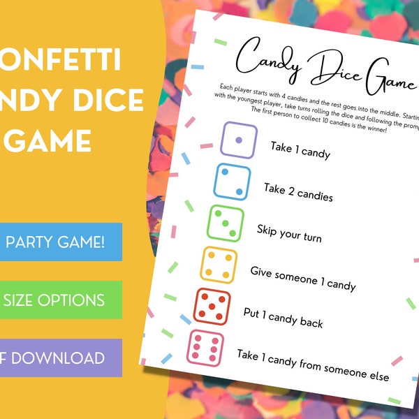 Candy Dice Game | Party Game | Kid's Party Game | Candy Game | Birthday Party Game | Classroom Activity Game | Dice Game | Party Dice Game