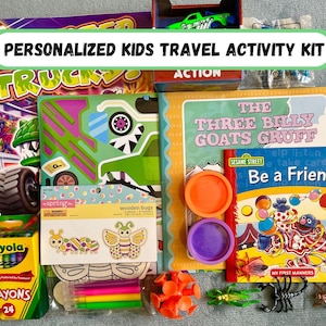 Kids Activity Kit Customizable kids road trip activities kids travel kit for kids activity set childrens gift set personalized kids gift bag