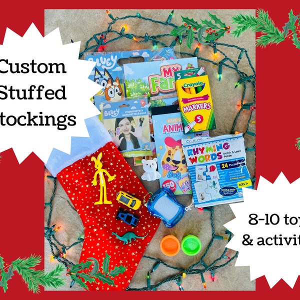 Pre-filled Christmas Stockings for Kids personalized children’s stockings with toys custom kids stocking with surprises time-saving stocking