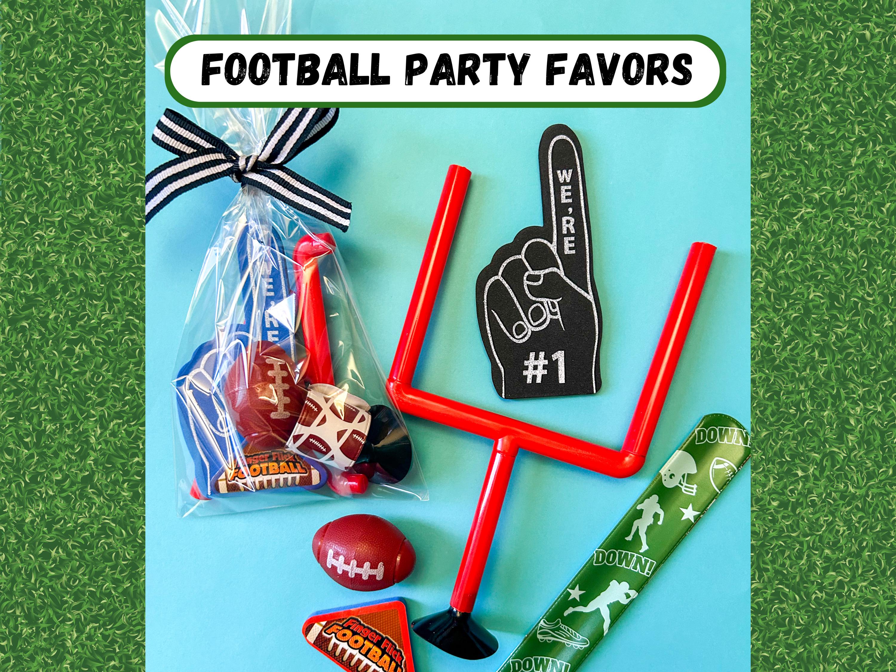 Football Party Favors for Kids Sports Party Favors Set Super Bowl Tailgating Foam Finger Flick Game Slap Bracelet Fidget Spinner game day