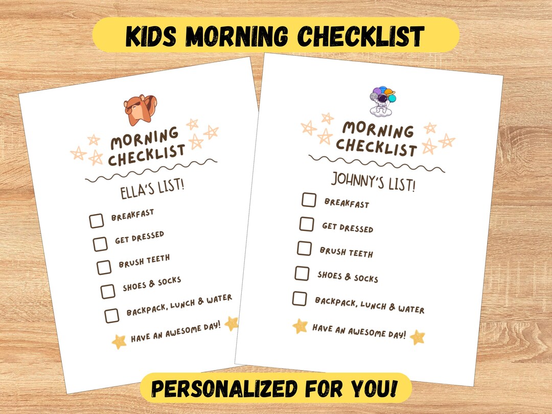 Morning Routine Morning Checklist for Kids Morning Checklist Printable ...
