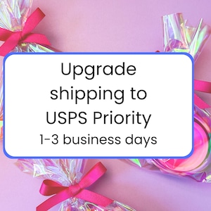 May include: Upgrade shipping to USPS Priority 1-3 business days. Two iridescent gift bags with pink ribbons tied around them.