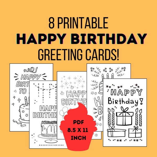 DIY Happy Birthday Card printable card to color for kids coloring greeting card printable card for kids birthday card to color birthday gift