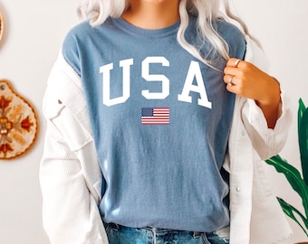 USA Flag Comfort Colors Shirt - 4th of July Tee