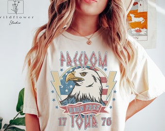 Retro 4th of July Shirt: Patriotic USA Eagle - Comfort Colors Tee