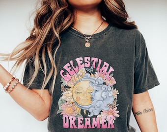 Sun and Moon Comfort Colors Shirt: Boho Celestial Graphic Tee