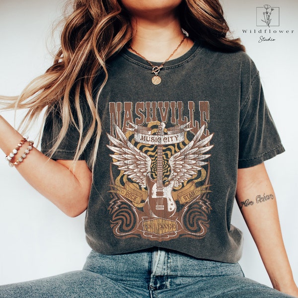 Comfort Colors Nashville Shirt, Country Music Shirt, Nashville music city, Western Graphic Tee, Country Concert Shirt, Oversized Graphic Tee