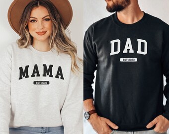 Custom Mama Est Sweatshirt: New Mom Gift, Pregnancy Announcement