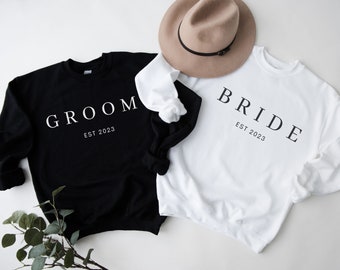 Bride and Groom Sweatshirt, Bride sweatshirt, Groom Sweatshirt, Custom Bridal Gift, Engagement Gift, Bridal Shower Gift, Honeymoon Pajamas