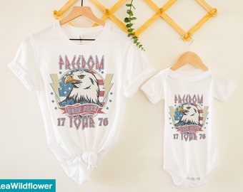 Mommy and Me 4th of July Shirt: Retro USA Matching Set