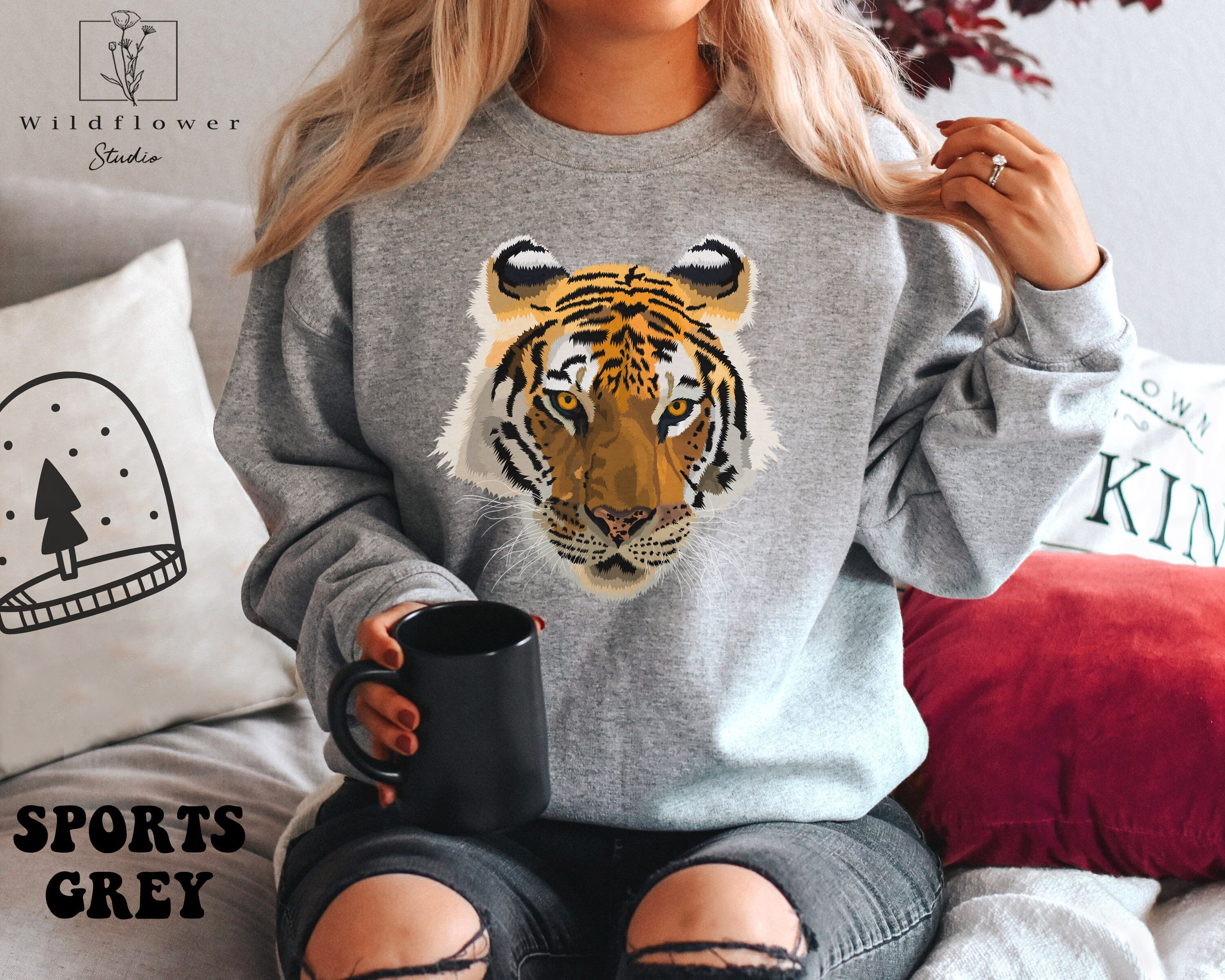 Tiger Sweatshirt Tiger Crewneck Tiger Shirt Animal Print Shirt