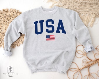 USA Flag Sweatshirt: 4th of July Party Pullover