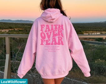 Faith Over Fear Christian Hoodie Bible Verse, Aesthetic Christian Sweatshirts, Jesus Hoodie, Church hoodie, Trendy Hoodie, Religious Hoodie