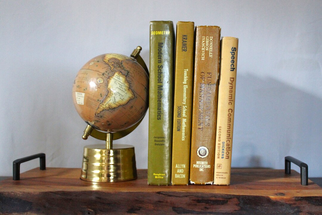 Mustard Yellow Vintage College School Book Set, Decorative Books, Color