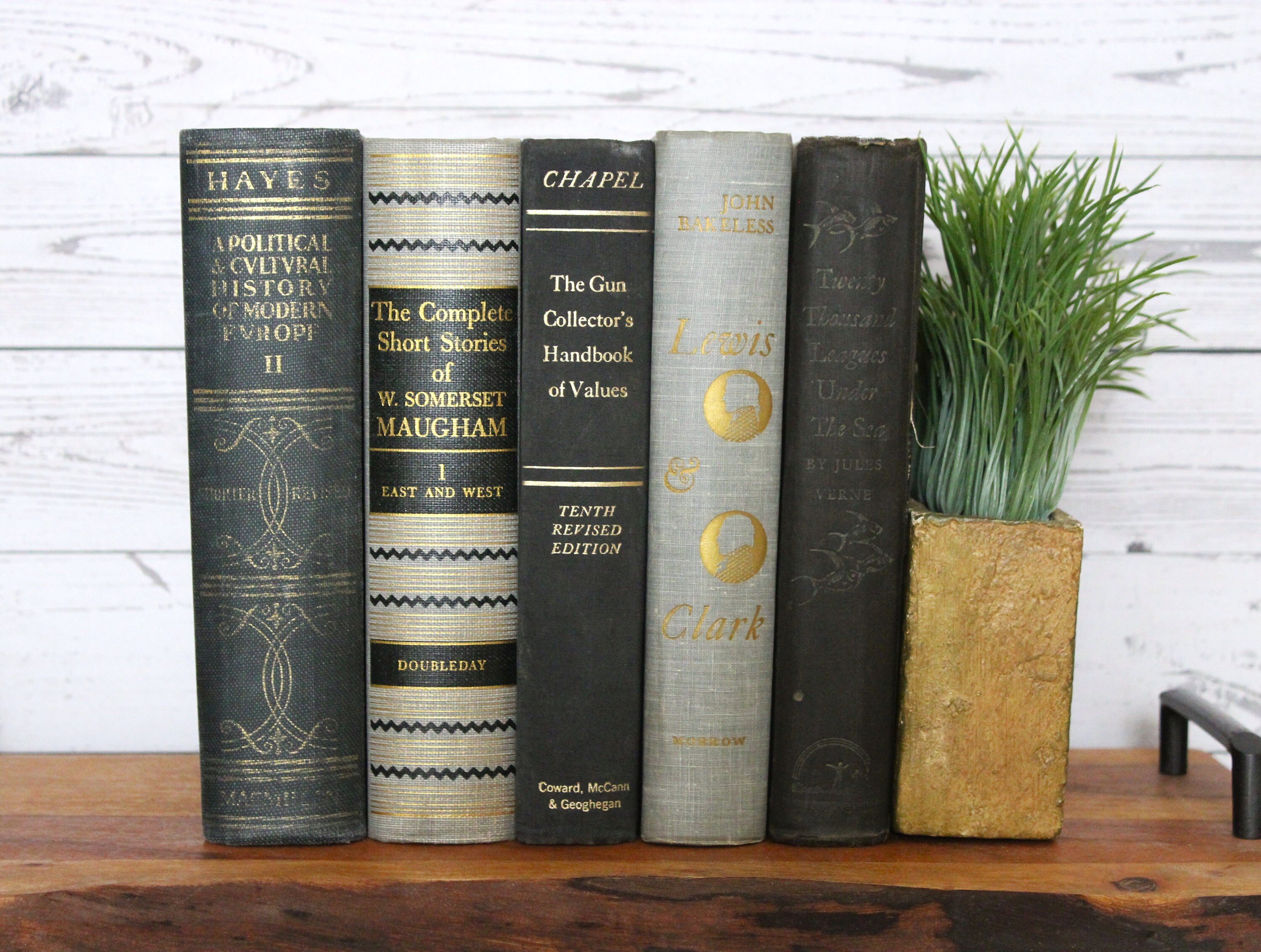 Black and Gray Decorative Vintage Book Set Etsy