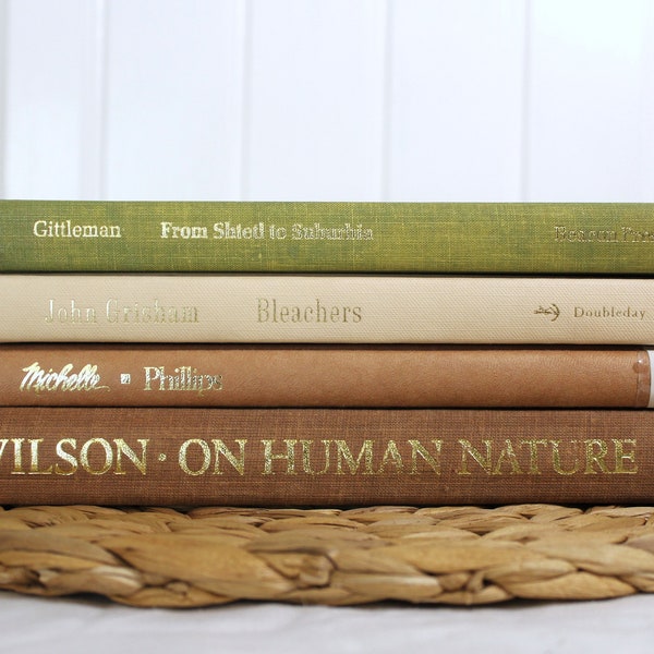 Earth Tones Book Set for Decor, Decorative Book Bundle, Earthy Neutral Colors