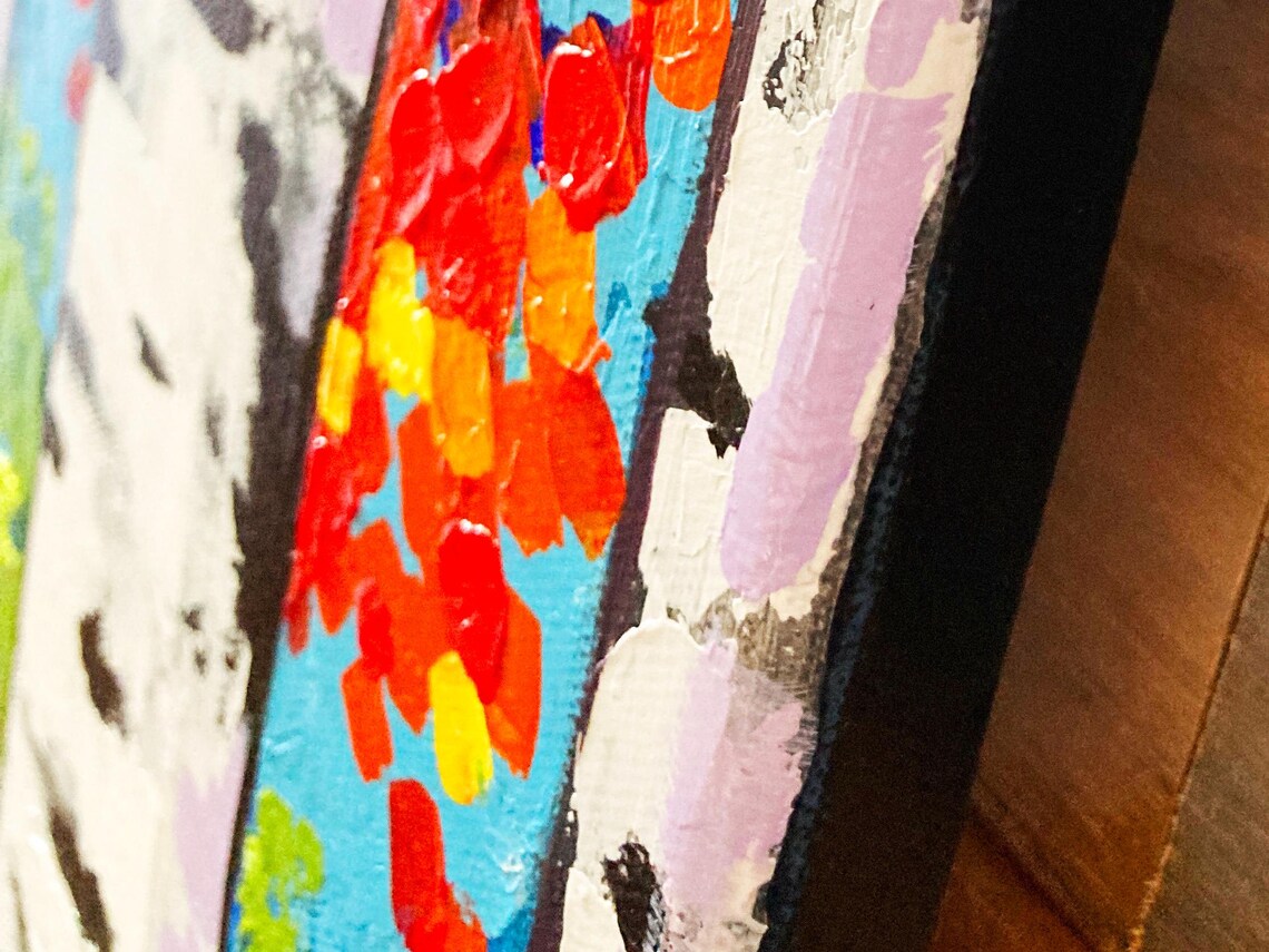 Aspen Birch Trees ORIGINAL Acrylic Painting Textured 12x24 Inches on ...
