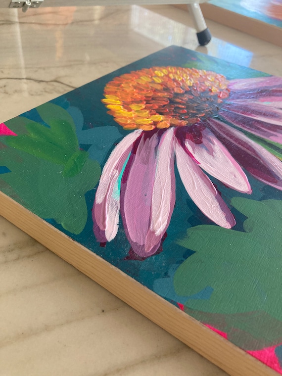 Purple CONEFLOWER Echinacea Flower Giclee ART PRINT Hand-painted