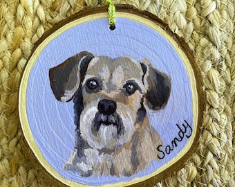 Custom PET ORNAMENT HANDPAINTED Wood Slice Christmas Your Pet Personalized!