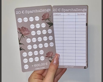 Sfida di risparmio da 20 € con le rose | Piano di risparmio budget | A6 e A5 | Sfida di risparmio | Prodotto fisico