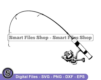 Caña de pescar Svg, Pesca Svg, Pesca con mosca Svg, Pesca Dxf, Pesca Png, Clipart de pesca, Archivos de pesca, Pesca Eps
