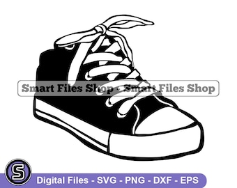 Shoe #2 Svg, Shoe Svg, Sneaker Svg, Casual Shoes Svg, Retro Shoes Svg, Shoe Dxf, Shoe Png, Shoe Clipart, Shoe Files, Eps