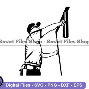 May include: A black and white illustration of a person installing a roll of roofing material on a roof. The person is holding the roll of material with one hand and using a tool with the other hand.