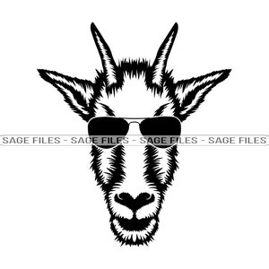 Mountain Goat In Sunglasses SVG, Mountain Goat SVG, Cool Goat Svg, Mountain Goat Dxf, Mountain Goat Png, Clipart, Files, Eps