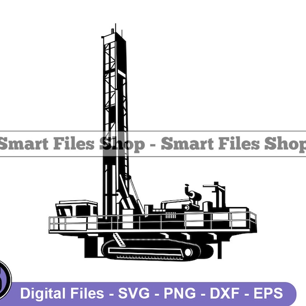 Rotary Blasthole Drill Svg, Drilling Svg, Heavy Equipment Svg, Drilling Dxf, Drilling Png, Drilling Clipart, Drilling Files, Eps