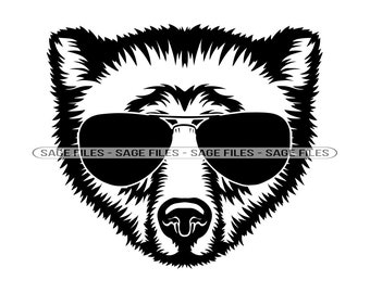Grizzly Bear En Gafas de Sol SVG, Grizzly Bear SVG, Cool Grizzly Bear Svg, Grizzly Bear Dxf, Grizzly Bear Png, Clipart, Files, Eps