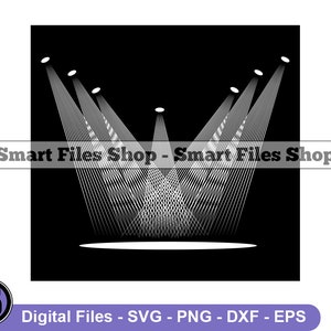 May include: A black and white graphic design of five spotlights shining down on a stage. The text "Smart Files Shop - Smart Files Shop" is at the top of the image.