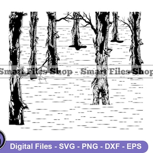 Swamp #3 Svg, Wetland Svg, Forest Landscape Svg, Swamp Dxf, Swamp Png, Swamp Clipart, Swamp Files, Swamp Eps