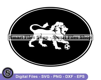 Lion Soccer Logo Svg, Soccer Svg, Sport Svg, Soccer Dxf, Soccer Png, Soccer Clipart, Soccer Files, Soccer Eps