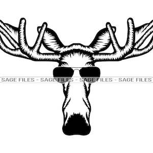 Moose In Sunglasses SVG, Moose SVG, Cool Moose Svg, Moose Dxf, Moose Png, Moose Clipart, Moose Files, Eps